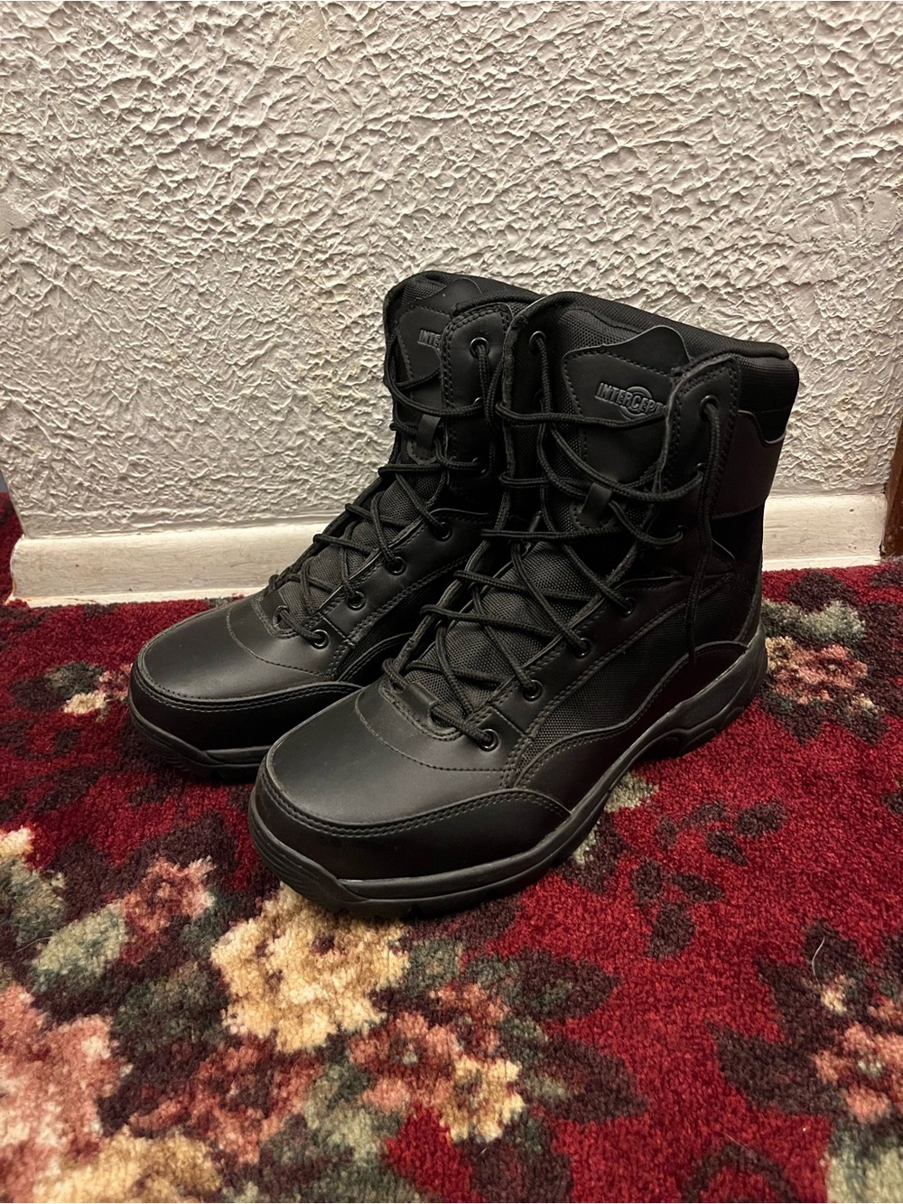 Interceptor black leather tactical boots
